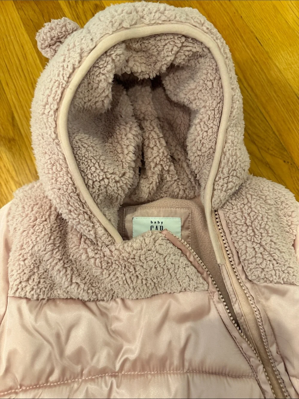 Baby Gap Pink Puffer One-Piece Snowsuit with Hood